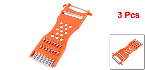 Metal Scraper Fruit Grater Slicer Vegetable Peeler 3 Pcs Orange Red