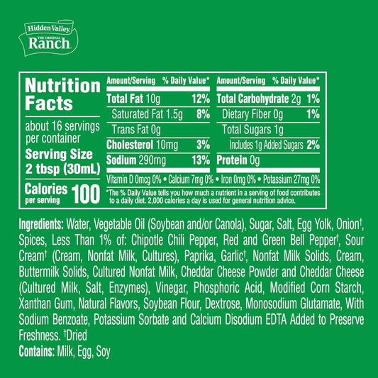 Southwest Chipotle Ranch Condiment and Dressing, Easy Squeeze Bottle, 16 Fl Oz (Package May Vary)