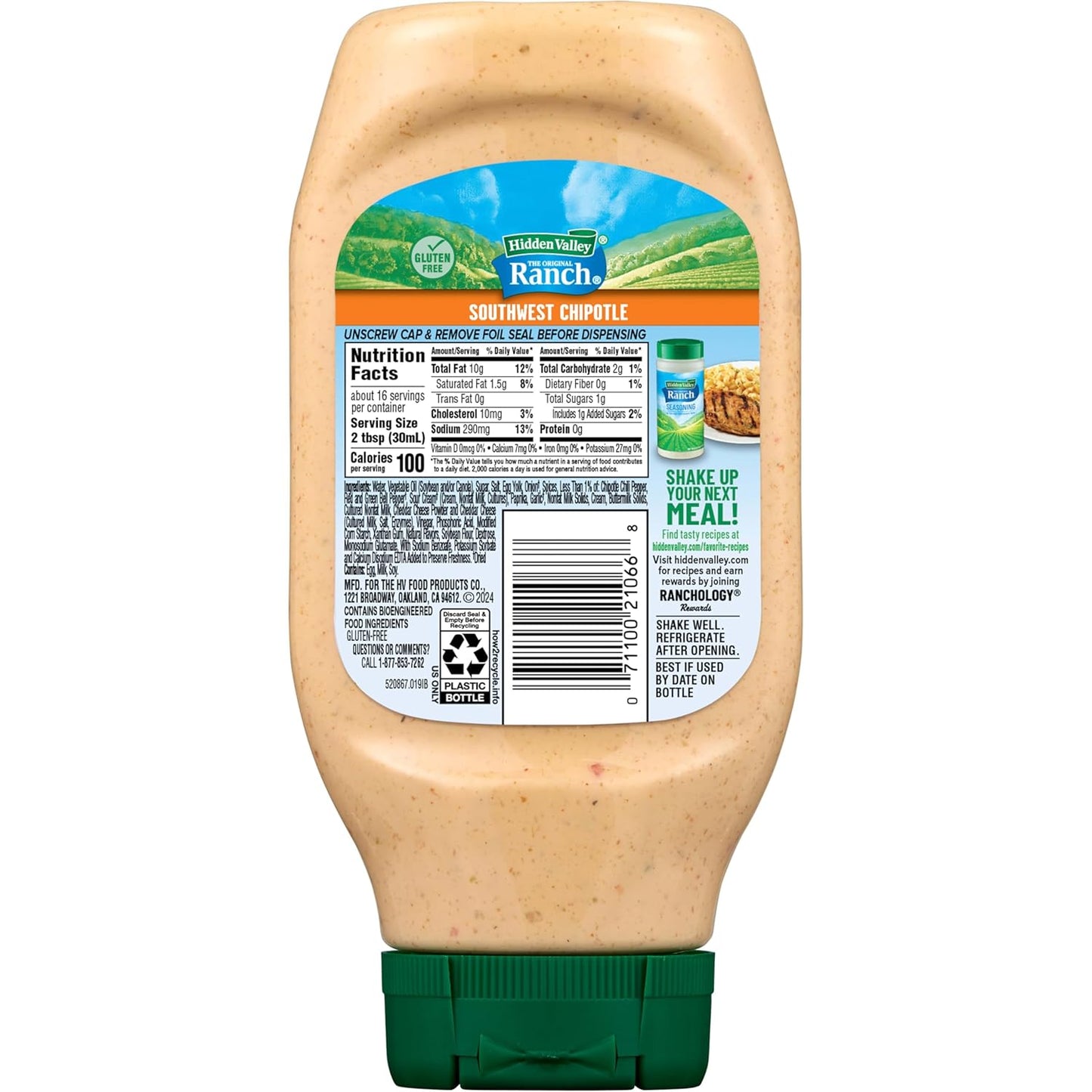 Southwest Chipotle Ranch Condiment and Dressing, Easy Squeeze Bottle, 16 Fl Oz (Package May Vary)