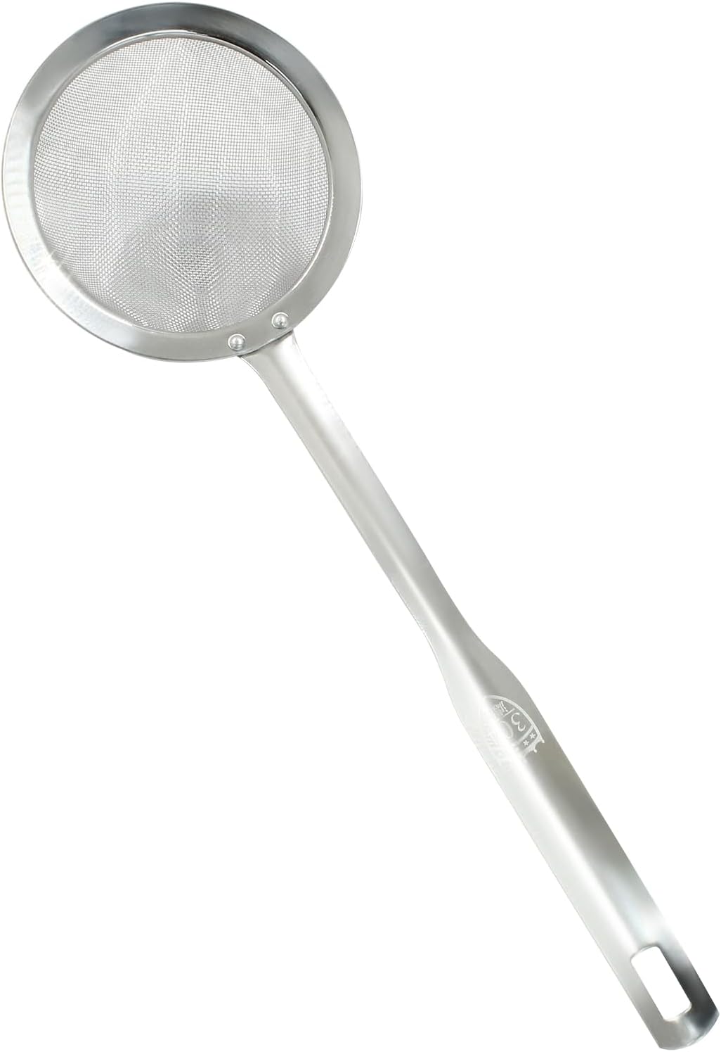 Stainless Steel Fat Skimmer Spoon 14 inch DIA 4.53" | Ladle Cooking Strainer Spoon, Fine Mesh, Colander with Handle, Shallow Net Design