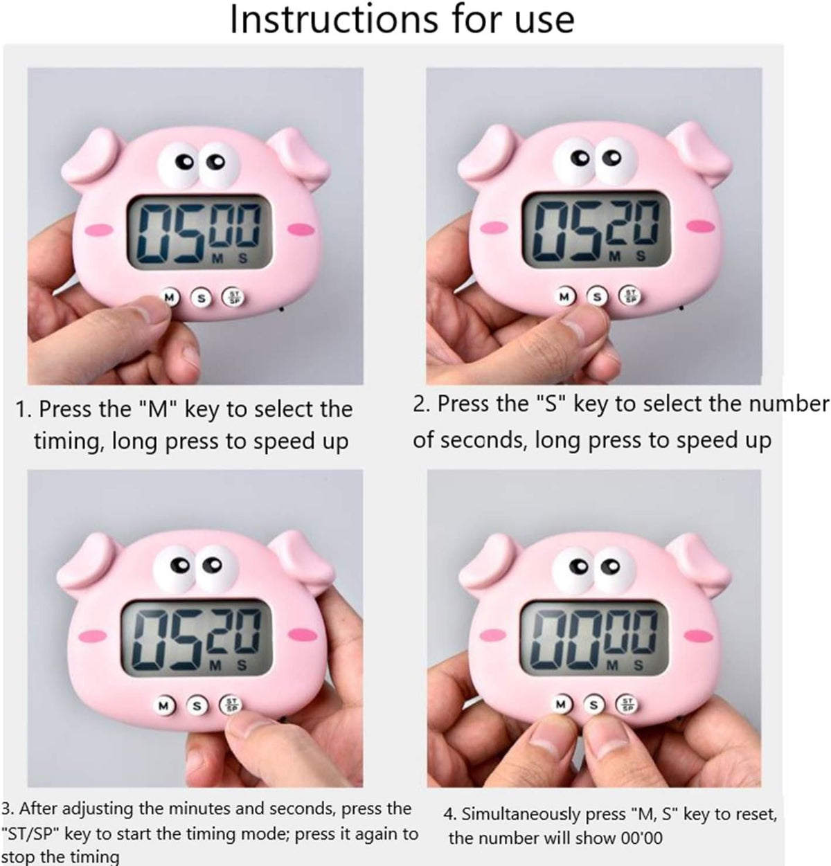 Kitchen Timer, Cute Cartoon Animal Countdown, Digital Cooking Timer with Magnetic, LCD Large-Screen Visual Clock, Hangable Alarm Clock with Stand,for Cooking Bake Sport Game (Timer-XG)