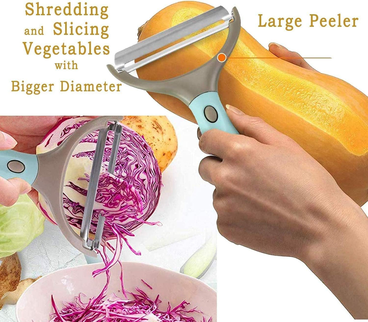Peeler Set of 3, Julienne Y Shaped Vegetable Peeler, CookTaitai Y Shaped Potato Peelers – Stainless Steel Veggie and Fruit Trio Peeler Set of 3 (Blue)