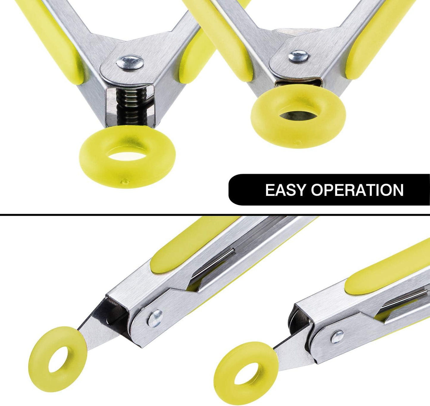 7 inch Cooking Tongs, Set of 3 Mini Kitchen Tongs Silicone Serving Tongs With Silicone Tips for FoodGrill, Salad, BBQ (Snow White)