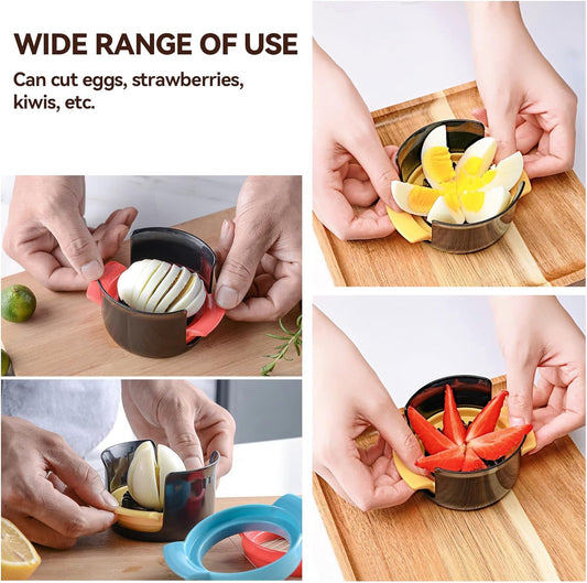 4-in-1 Egg Slicer for Hard Boiled Eggs, Stainless Steel Cutter for Avocado, Fruit & Luncheon Meat, Kitchen Tool with 4 Cut Styles, Dishwasher Safe