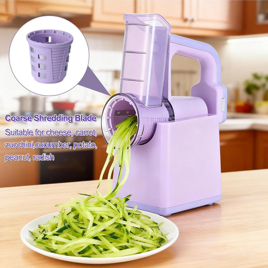 Kitchen Rotary Vegetable Chopper 3 Blade Cheese Shredder& 3 Interchangeable Drums Easy to Clean Kitchen Gadgets with Storage Box Cheese Shredder for Cheeses, Veggies, Nuts - Easy to Use