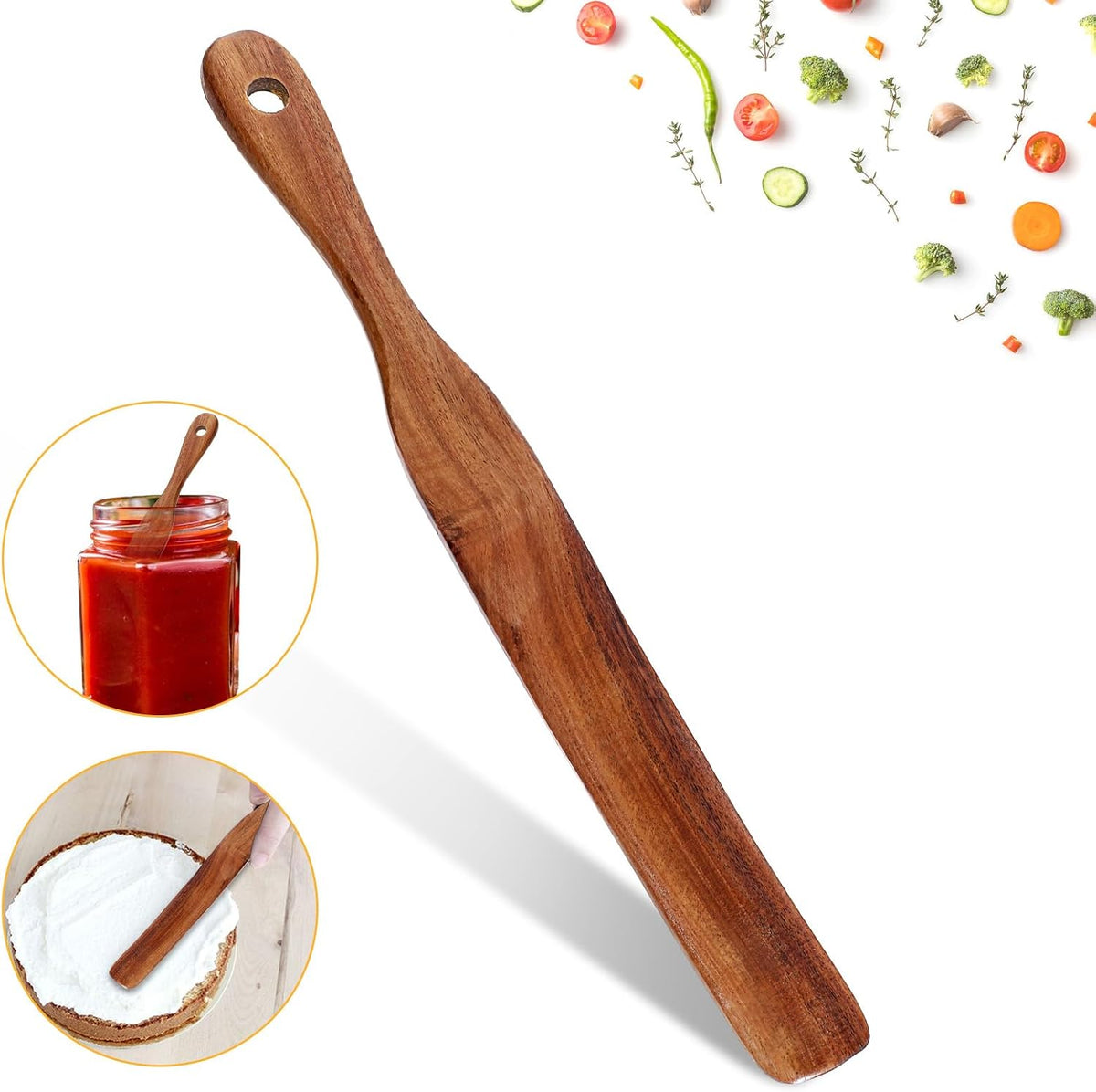 11Inch Skinny Wooden Spurtle Spatula Sourdough Mixer Bread Stirring Spatula
