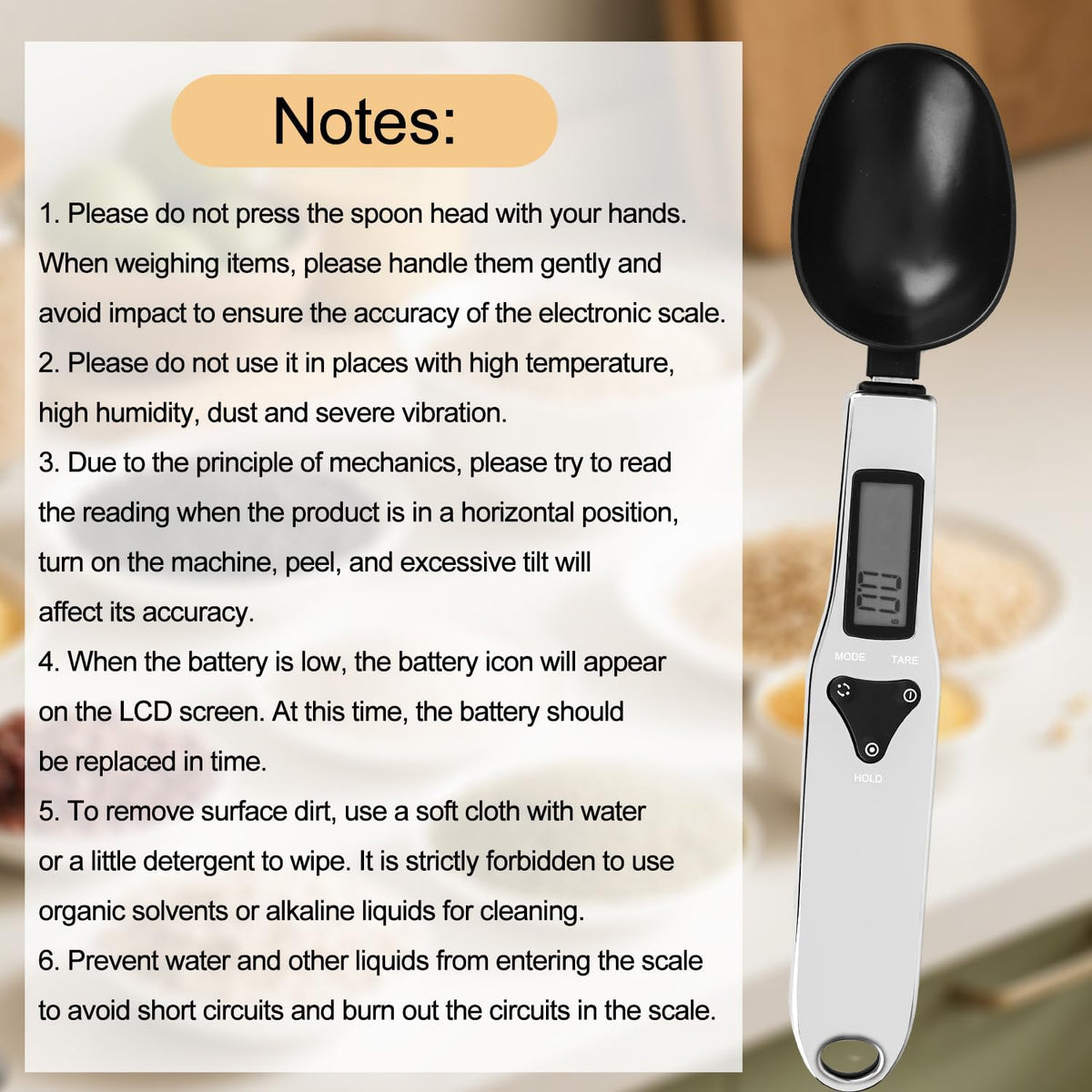 Electronic Food Measuring Spoon, Stainless Steel Digital Scoop Scale Small Baking Weight Cup with LCD Display 300g/0.1g High Precision Gram Kitchen Gadgets for Home Kitchen