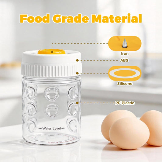 2 in 1 Egg Peeler with Piercer, Hard Boiled Egg Shell Remover Tool with Rotary Lock & Leak-Proof Design, Clear Egg Peeler for Meal Prep, Fitness, Camping & Deviled Eggs, Easy to Use & Clean (White)