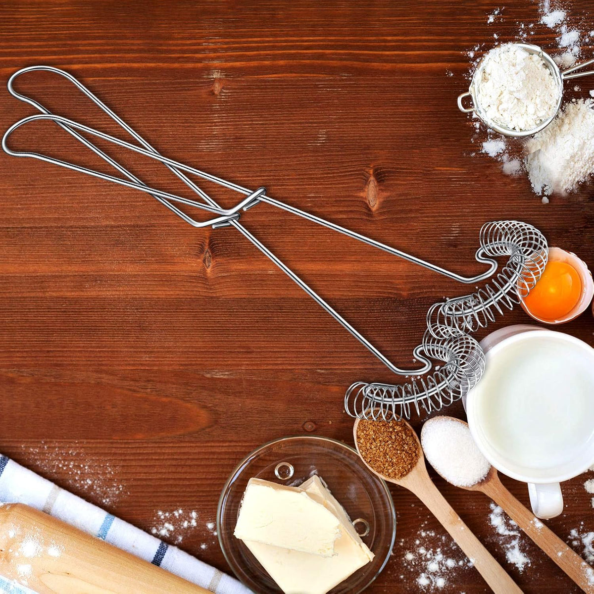 4 Pieces Stainless Steel Flat Whisks for Gravy and Sauce