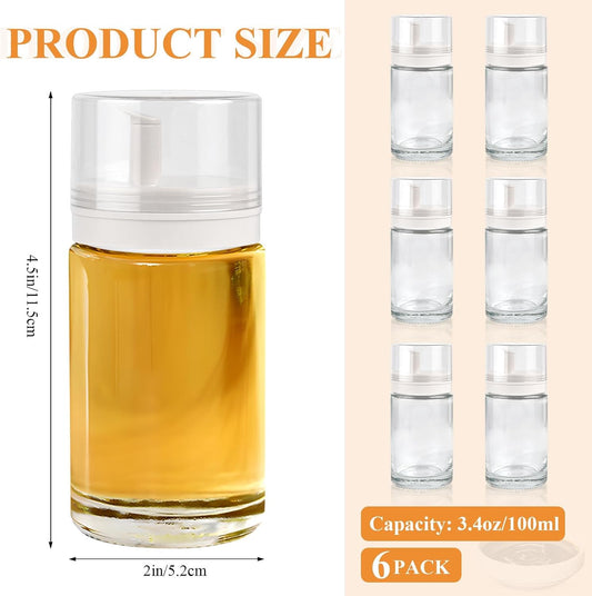 6Pcs Small Oil and Vinegar Dispenser Bottles, 3.4oz/100ml Leak-proof Glass Cruet Bottles, BPA Free Cooking Oil Container for Kitchen Organization Salad Dressing Balsamic Soy Sauce