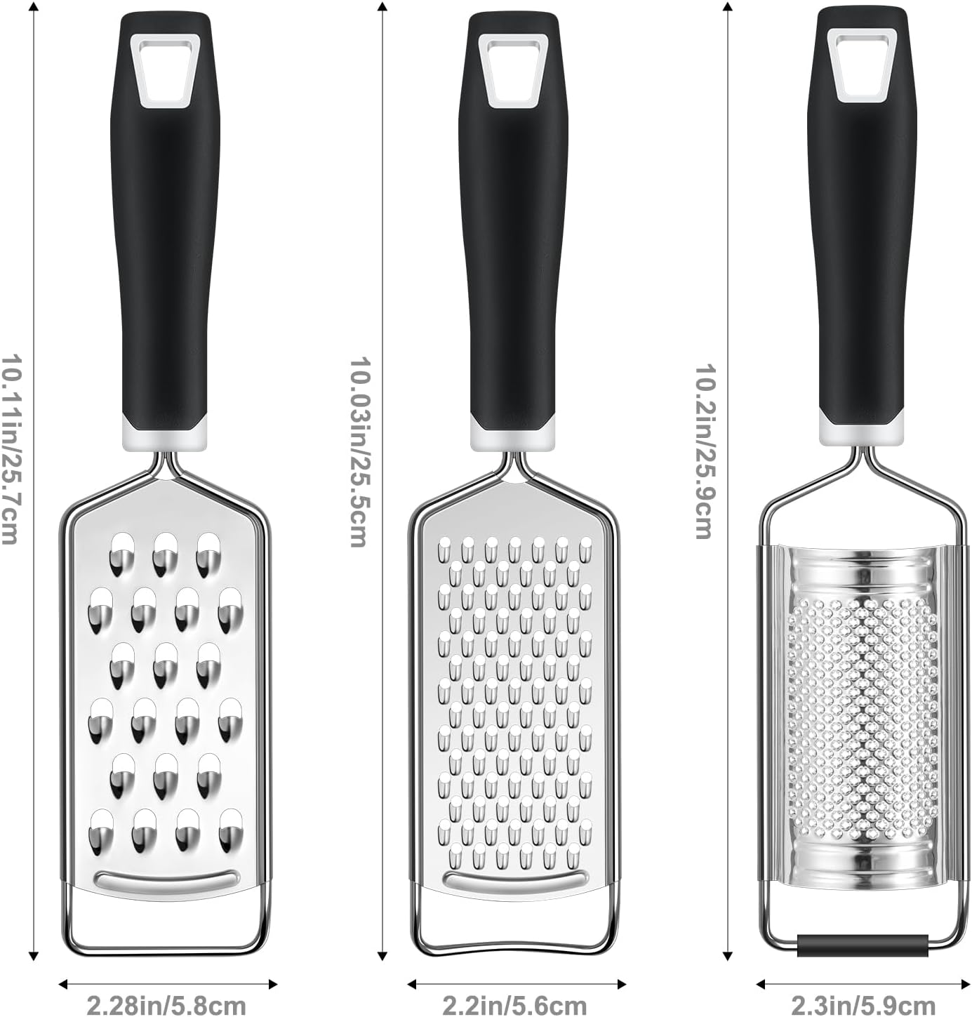 Cheese Grater, 3 Packs Stainless Steel Lemon Zester Grater with Silicone Handle for Cheese, Chocolate, Spices, and More