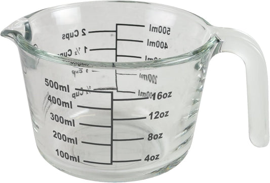2-Cup Borosilicate Glass Wet and Dry Measuring Cup with Oversized Measurements, Clear