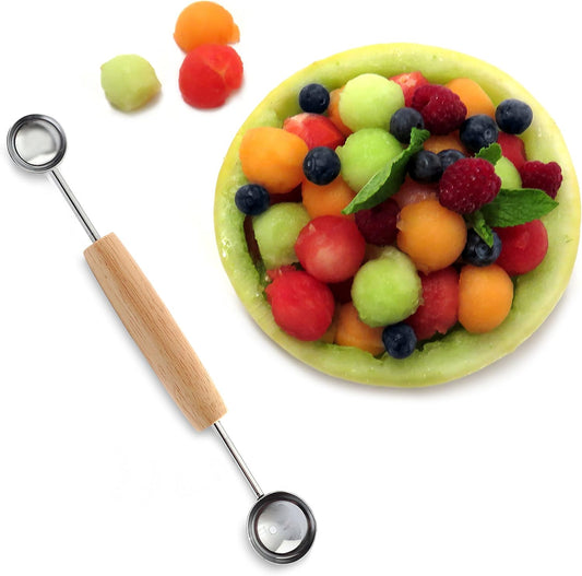 Double Melon Baller w/Wood Handle, 8 In.