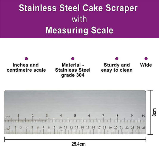 10inch Metal Cake Scraper,Stainless Steel Cake Edge Smoother for Buttercream, Cake Decorating Comb
