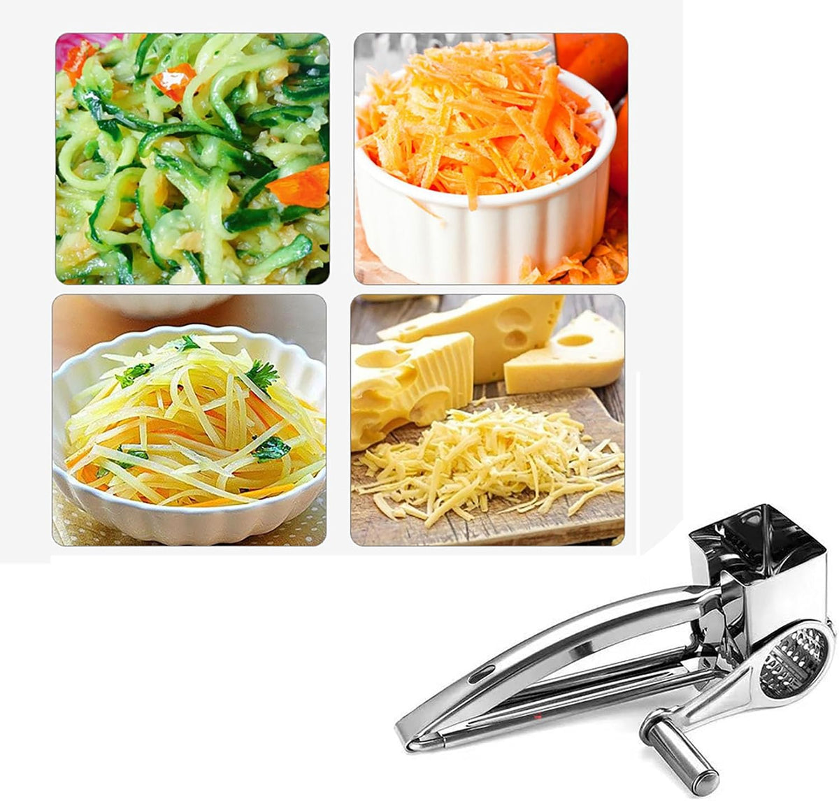 Rotating Cheese Slicer, 7.8 Inch x 4.5 Inch x 3.2 Inch Stainless Steel Grater Shred Machine for Vegetables, Cheese and Lemon (1)
