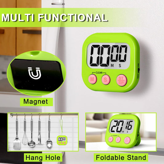 Classroom Timer for Kids Teachers 2 Pack Digital Timers Blue Green | Strong Magnetic, Large Screen, Big Button, Teacher Classroom Must Haves Kitchen Timers for Cooking Egg Exercise Study