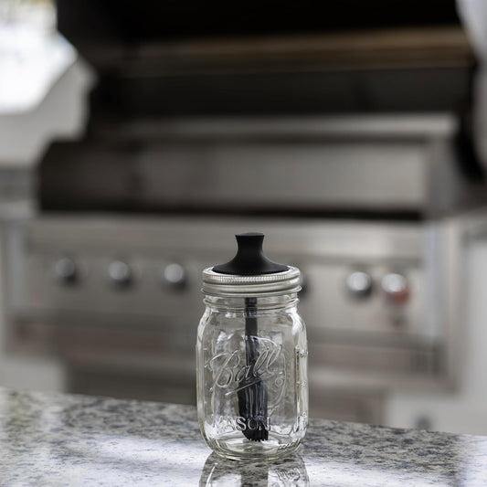 Silicone Black Basting Brush Lid For Regular Mouth Mason Jars | Long Lasting & Dishwasher Safe Silicone Basting Brush | Perfect For Sauces, Butter, Egg Wash & More | Mason Jar Accessories