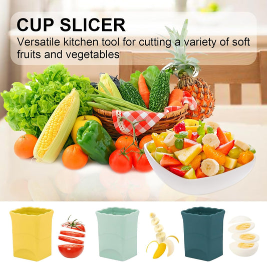 3Pcs Strawberry Slicer Cup:Fruit Slicer Cup for Strawberry Egg Banana Mushroom Cucumber Kiwi and Veggie Salad Speed Cutter the Kitchen Portable Slicing Tool (3Pcs)