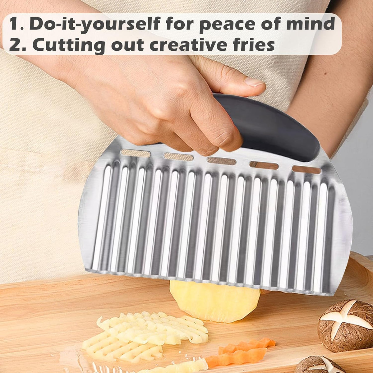 Onion Holder Slicer & Large Crinkle Cutter, One of Each | French Fry Cutter, Veggie Chopper, Tomato Slicer, Potato Wavy Chopper