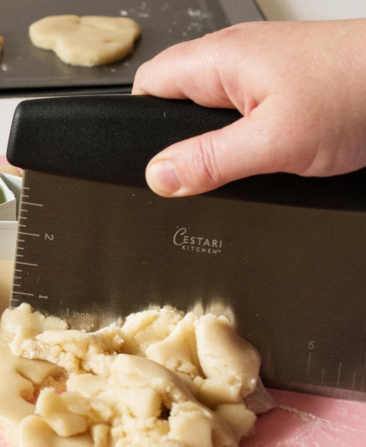 Dough Scraper Bench Knife: Professional Quality Heavy Duty Stainless Steel Bench Scraper, Chopper, Cutter - Perfect for Pastry, Nuts, Herbs, Chocolate, Pizza Dough, Soap, Bread Baking