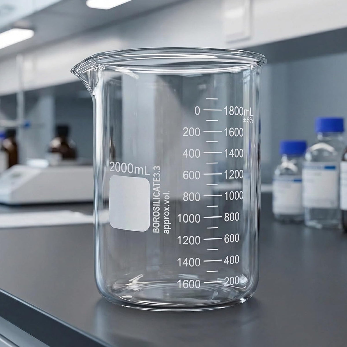 Heavy Duty 1000ML Glass Beaker White Double Scale Graduation, Borosilicate 3.3 Glass Lab Beaker, Low Form Griffin Glass Measuring Beaker, 1 Each (1000ML)