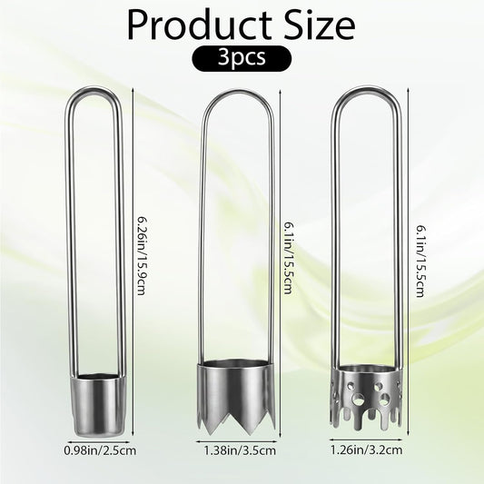 3 PCS Red Bell Pepper Seed Corer Fruit and Vegetable Corer Tool Stainless Steel Practical Kitchen Gadgets Universal Multifunctional Core Remover for Pepper Apple Pineapple Pear Easy Clean