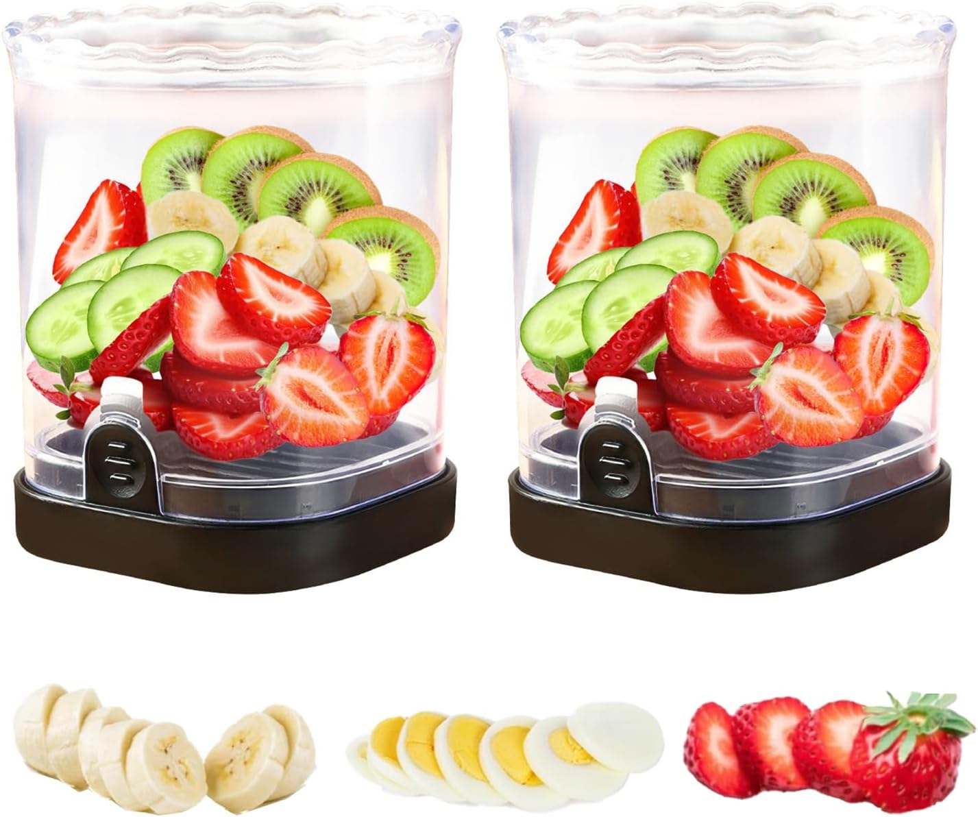 Fruit Cutter and Chopper – Cup Slicer for Strawberry, Grape, Banana, Mushroom, Kitchen Gadget for Fruits and Vegetables, Compact Slicing Tool (2 Packs)