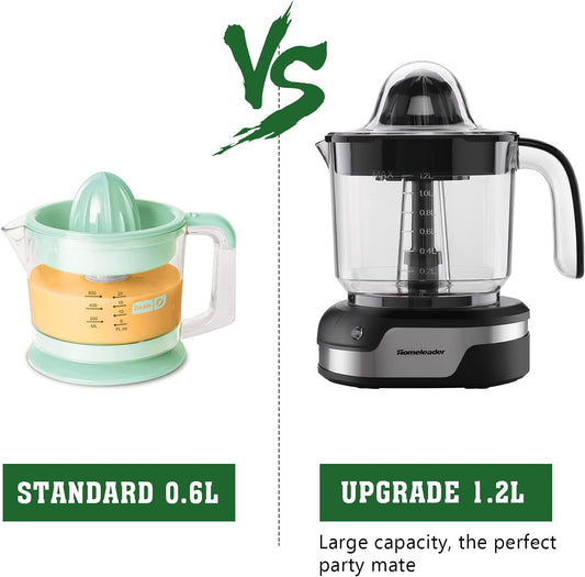Upgraded Orange Juicer, Stainless Steel Citrus Press for Effortless Orange & Lemon Juice, Portable & Easy Clean, Essential for Healthy Juicing, Black,1.2L