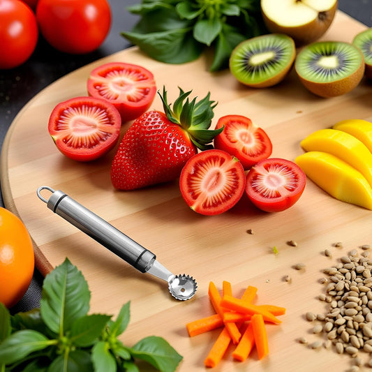 Stainless Steel Strawberry Huller and Tomato Stem Corer Tool Multi-Function Stainless Corer and Pitter Remover for Strawberry,Tomato,Vegetable and Fruit Corer Practical Kitchen Tool