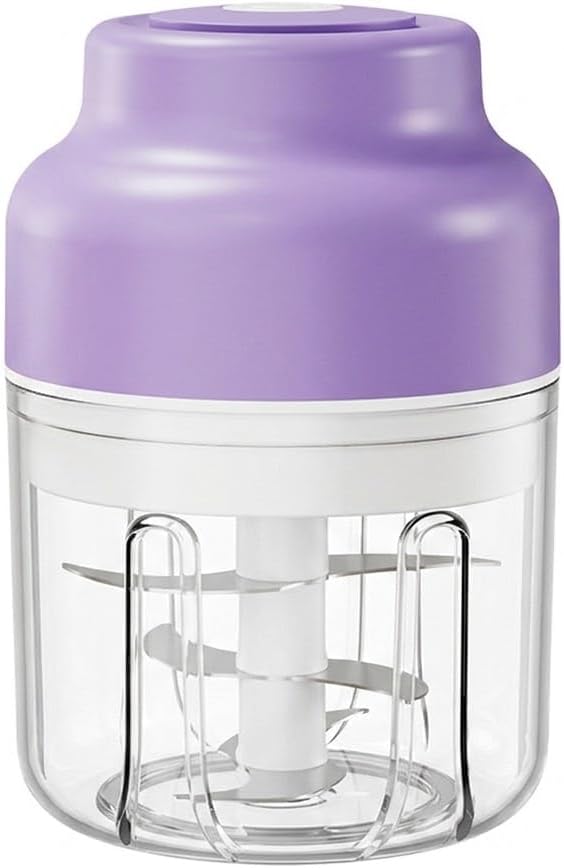 2026 Upgrade Electric Garlic Chopper Mini, 320 ml Small Garlic Chopper Mincer with 6 Stainless Steel Blades, Portable Rechargeable Cordless Chopper for Onion,Chili,Ginger,Nuts,Meat & Fruits (Blue)