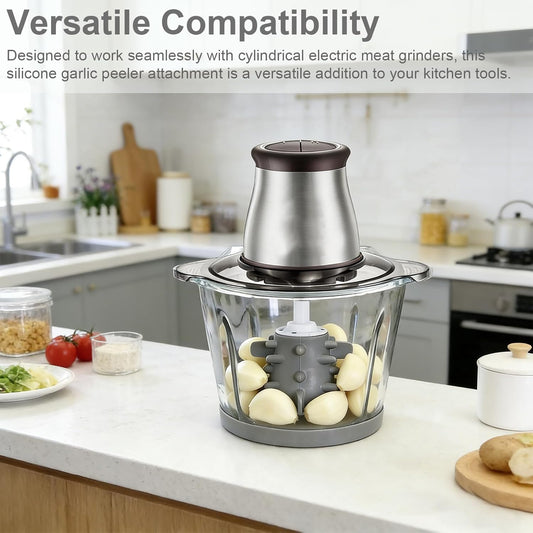 Silicone Garlic Peeler Attachment for Electric Meat Grinders - 1pc Garlic Peeling Tool, Compatible with Cylindrical Electric Grinders, for Home and Commercial Cooking (4 pounds or less)