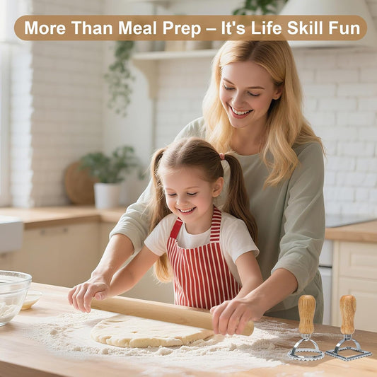 9 PCS Pasta Making Tools Set with Pasta Drying Rack, Ravioli Stamps