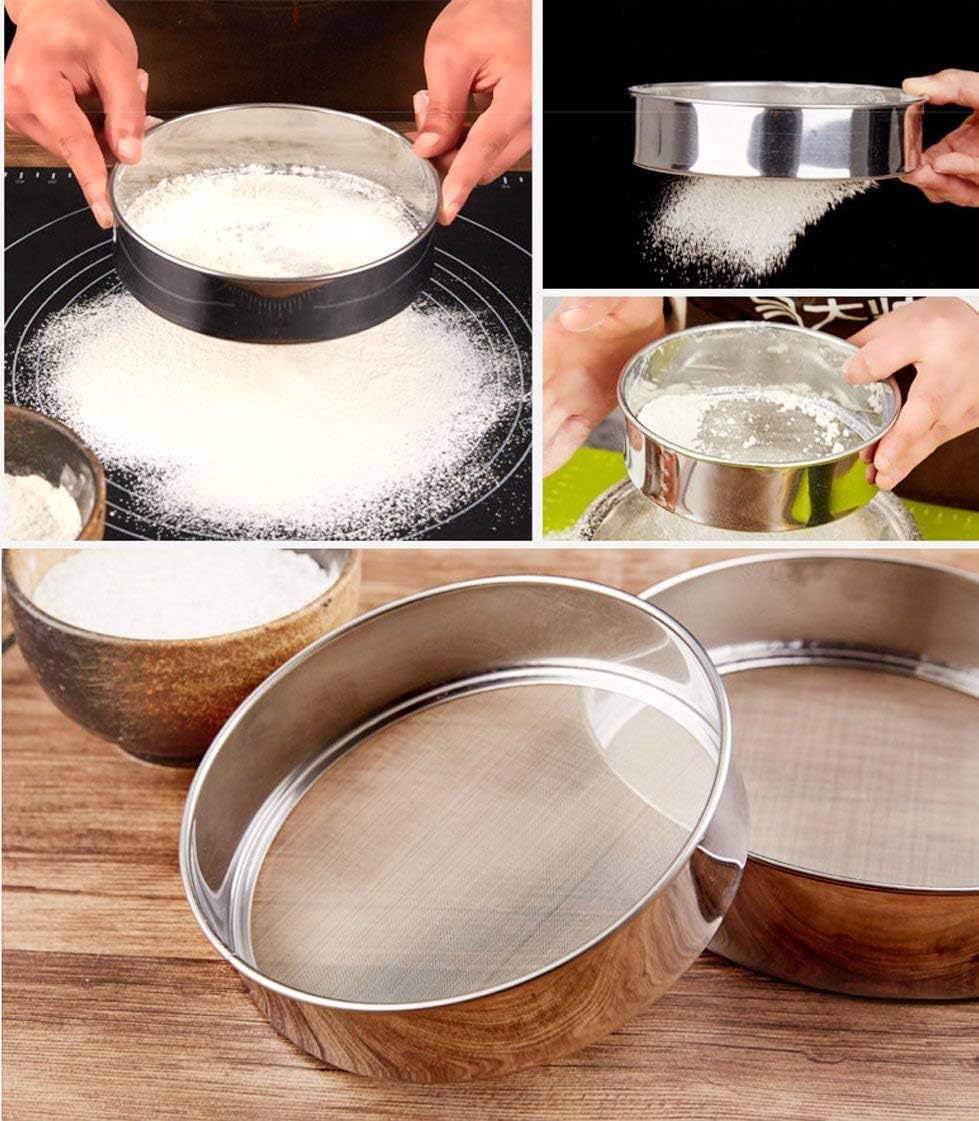 Flour Sifter for Baking - Stainless Steel 40 Mesh Small Tamis 6inch Round Sifter,Mini Fine Mesh Flour Sieve(6 Inch, 40m Mesh)