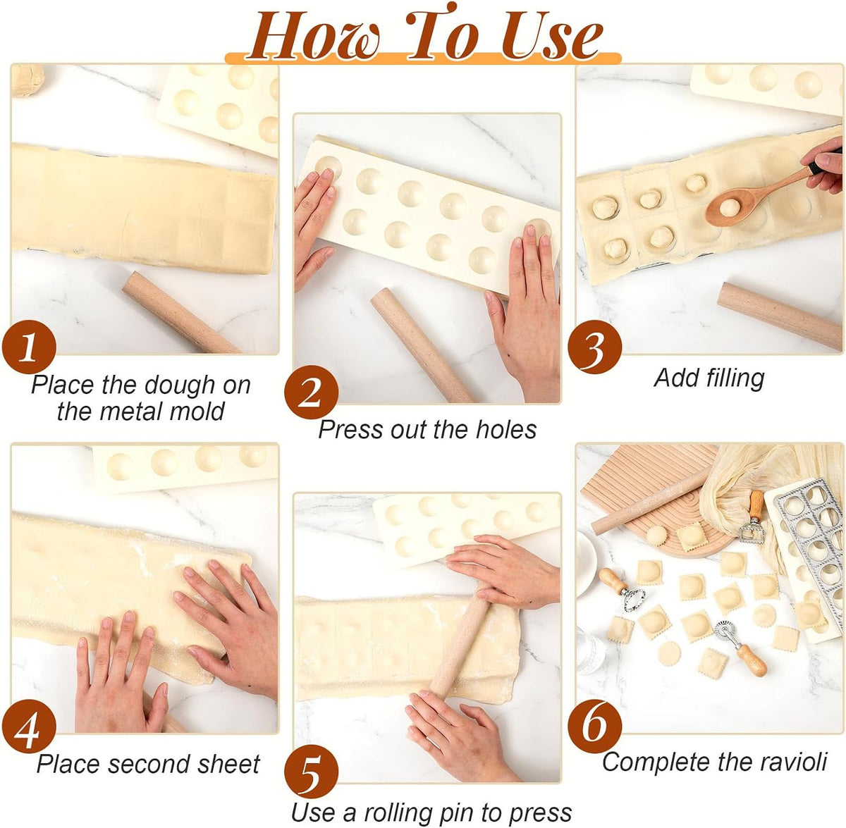 7 Pcs wooden pasta board Kit beechwood, Classic Gnocchi Board Set