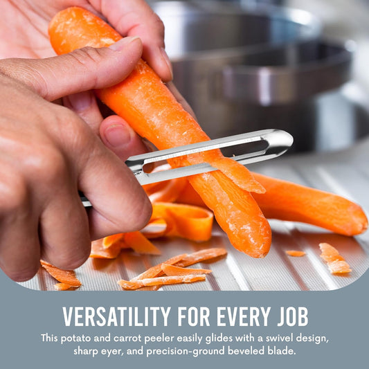 Original Jonas Vegetable Peeler - Rust Resistant Silver Carrot and Potato Peeler with Ergonomic Handle for Safety and Control - Dishwasher Safe and Compact - Made In Sweden - 6.5in