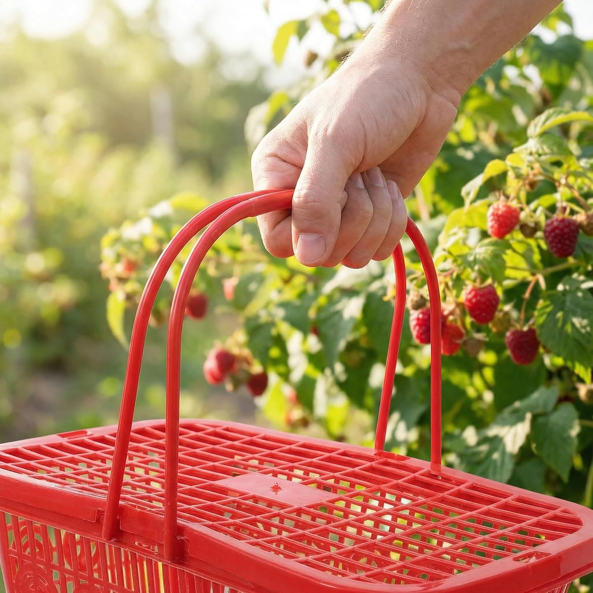 4Pcs Mini Plastic Berry Basket with Handle Red about 23x16x8 cm