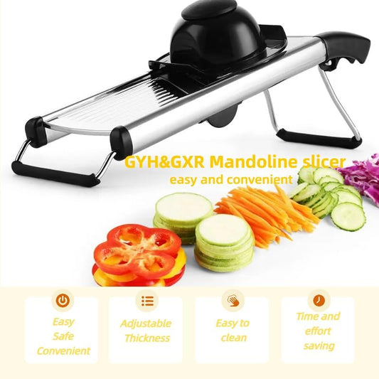 Mandoline Slicer with Adjustable Stainless Steel Blades for Kitchen, Vegetable Chopper for Potato, Tomato, Carrot, Fruit and Onion Cutter