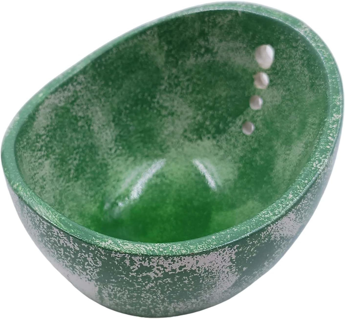 Herb Stripping Bowl with 4 Different Holes Efficient Leaf Removal Tool for Parsley, Cilantro, Vegetables - Durable Resin Kitchen Gadget Veggie Herbs Stripper Imitation Ceramic Pottery Design
