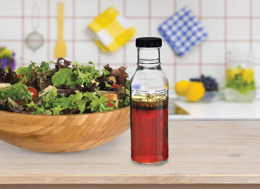 Salad Dressing Mixer Bottle with 8 Classic Light Recipes, Glass, 13-Ounce Capacity