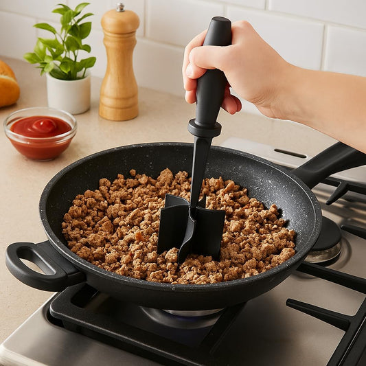 Manual Meat Chopper Tool โ Heat Resistant Ground Beef Masher & Food Separator โ Non-Electric Meat Grinder for Tacos, Burgers, Turkey, Sausage & More โ Easy to Use & Clean