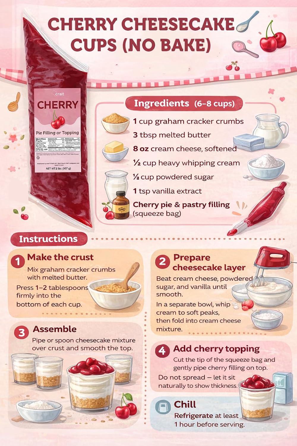 Cherry Pie & Pastry Filling Easy Squeeze Bag 2 lb