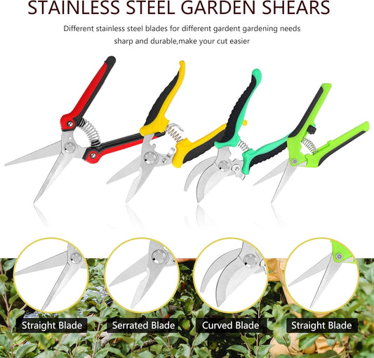 5‑Piece Garden Pruning Shears Set with Gloves & Storage Bag – Stainless Steel Trimming Scissors for Flowers, Herbs & Small Branches – Ergonomic Gardening Tools Kit (Multi-color)