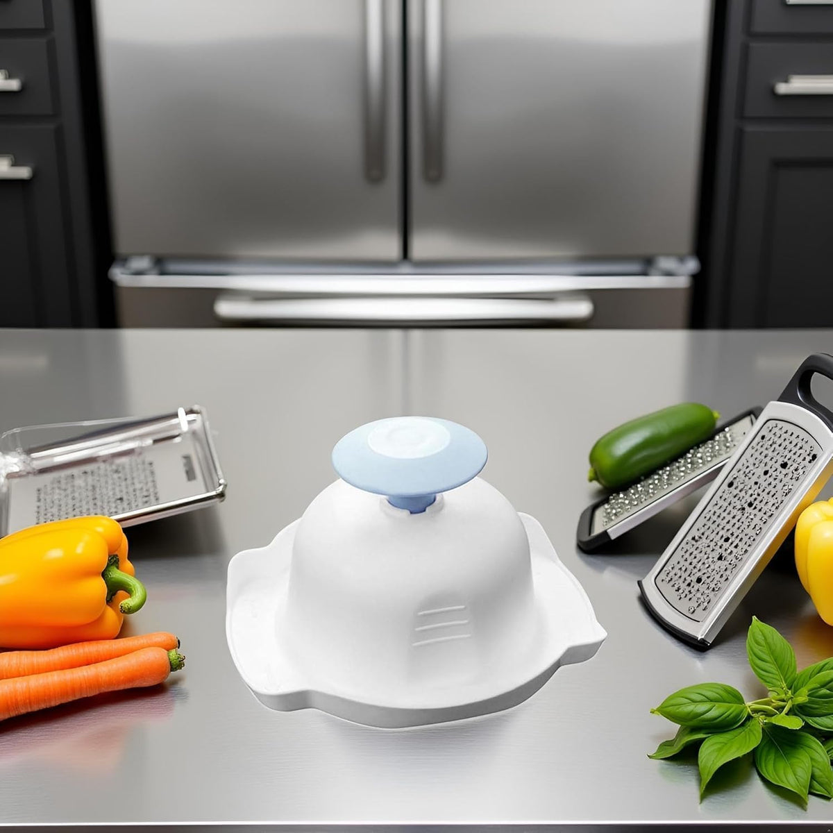 Blue Food Safety Holder for Mandolin Slicer,Peelers and Slicers,Finger Anti-Cut Protectors for Vegetable Grater, Food Slicer Cutter Finger Guard for Mandoline Slicer Grater Kitchen Utensils