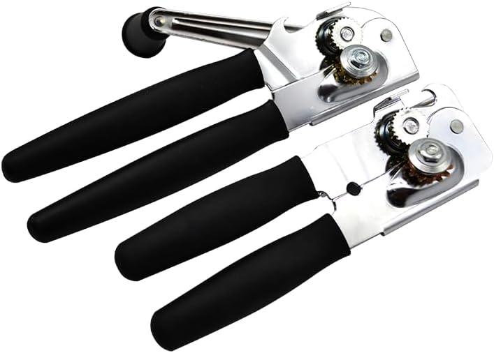 2 Pack Commercial Grade Heavy Duty Manual Can Opener with Easy Crank Oversized Turning Knob, Super Thick 20GA 2.0mm Steel with Chrome Plate Finish, Fit All Size Large Cans