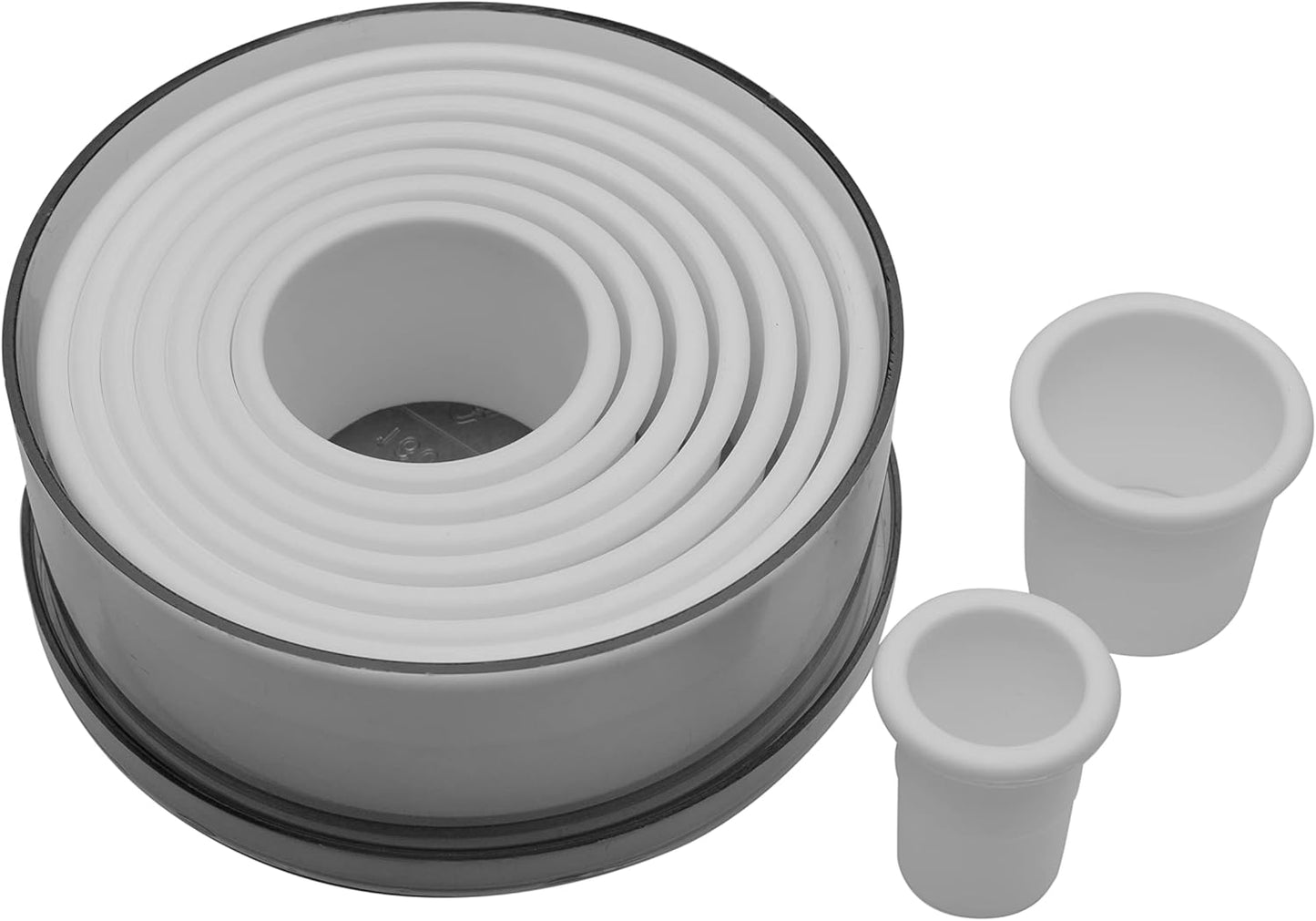 Plain Edge Round Cutter Set in Graduated Sizes, Durable, Food-Safe Plastic, 9 Pc Set, Blue