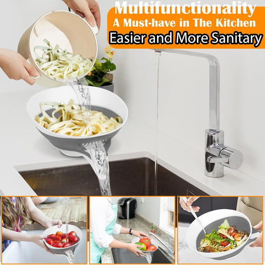Collapsible Colander - Small Strainer Basket, Side-Drain Design, Dishwasher Safe Food Strainer for Pasta, Fruits, Vegetables