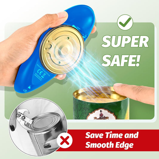 Electric Can Opener,Can Openers For Seniors, Can Opener Electric- Automatic, Simply press the button to open the can - automatic, hands-free, smooth edges, battery powered, yes, you can (blue)