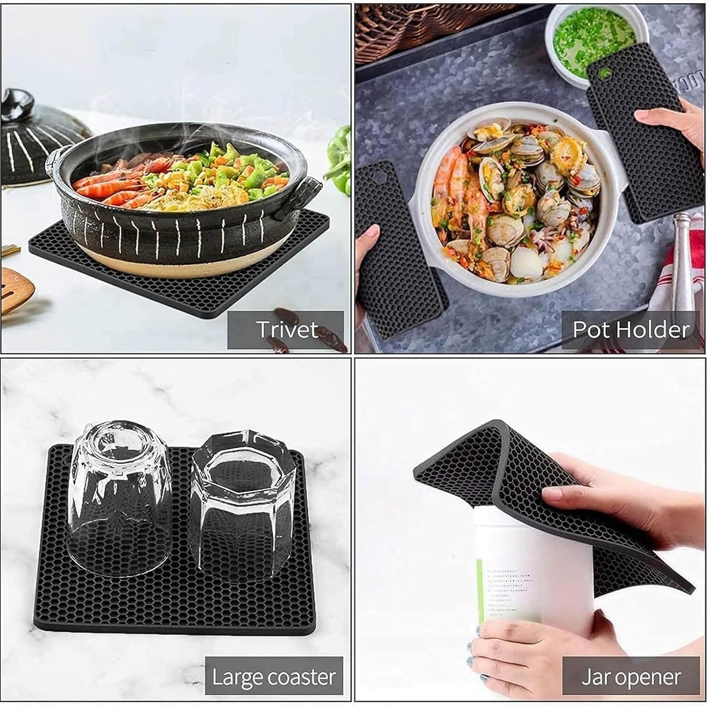 Silicone Trivet Mats Set of 6, Heat Resistant Non-Slip Food Grade | Multipurpose Hot Pads for Kitchen Use, Protects Countertops from Hot Pots, Dishes, Pan, Spoon Rest, Coaster