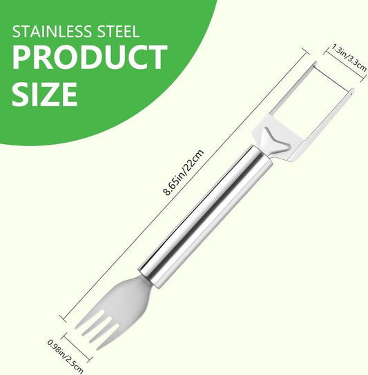 2-in-1 Stainless Steel Fruit Cutter, Watermelon Fork Slicer (1Pack) | Dual Head Watermelon Slicer Tool with Fork for Cubes, Fruit Knife with Round Handle, for Home Kitchen, Picnic & Party