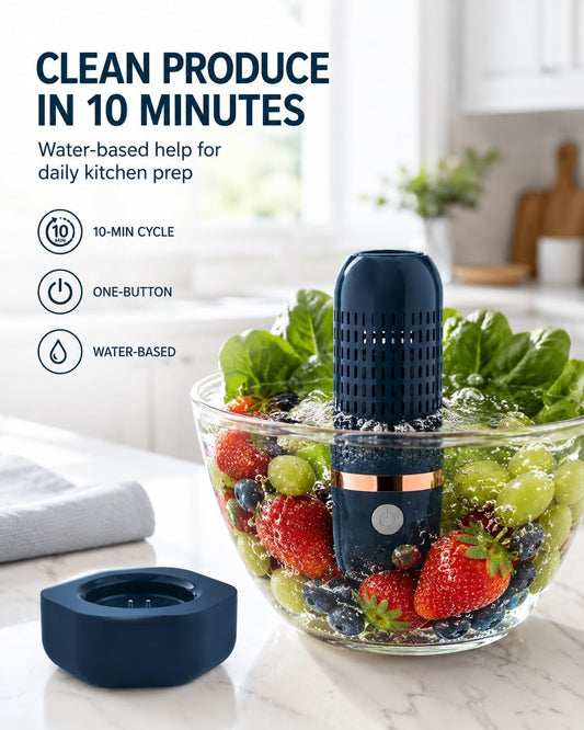 Fruit Washer Vegetable Cleaner Wash Veggie Fruit Produce Machine Device Purifier Portable 10-Minute Auto Cycle, USB Rechargeable Ipx7 Waterproof Fruit Washer(Green)